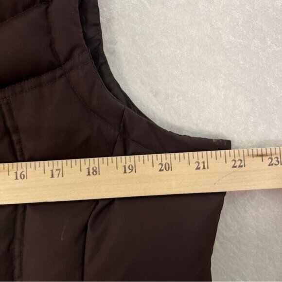 ATHLETIC WORKS Down Puffer Vest Womens L Darkest Brown Front Zip Pockets Hiking - Picture 12 of 15